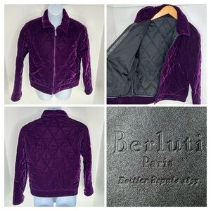 Berluti FW17 Haider Ackermann Purple Velvet Bomber Jacket IT50 Rare Runway *READ